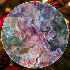 Blended Waves Uv Print Acrylic Ornament Round by kaleidomarblingart