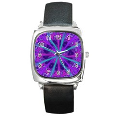 Wallpaper Tie Dye Pattern Square Metal Watch by Ravend