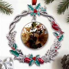 Lilies-1-1 Metal X mas Wreath Holly Leaf Ornament