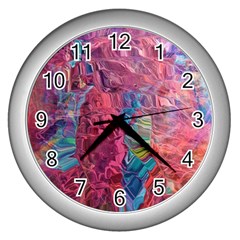 Blend 10-11 Liquify I Vibrance Wall Clock (silver) by kaleidomarblingart