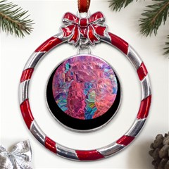 Blend 10-11 Liquify I Vibrance Metal Red Ribbon Round Ornament