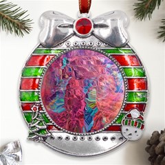 Blend 10-11 Liquify I Vibrance Metal X Mas Ribbon With Red Crystal Round Ornament