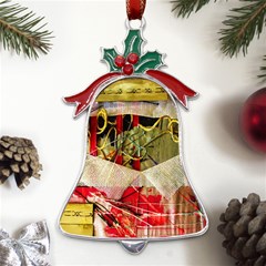 Collage Metal Holly Leaf Bell Ornament