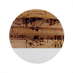 Collage Marble Wood Coaster (round)