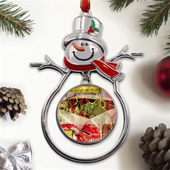 Collage Metal Snowman Ornament