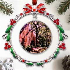 Hot Day In  Dallas-6 Metal X mas Wreath Ribbon Ornament