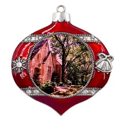 Hot Day In  Dallas-6 Metal Snowflake And Bell Red Ornament