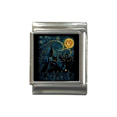 Castle Starry Night Van Gogh Parody Italian Charm (13mm) by Sarkoni