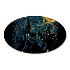 Castle Starry Night Van Gogh Parody Oval Magnet by Sarkoni