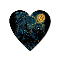 Castle Starry Night Van Gogh Parody Heart Magnet by Sarkoni