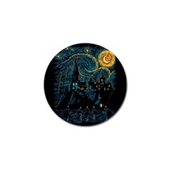 Castle Starry Night Van Gogh Parody Golf Ball Marker by Sarkoni