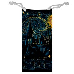 Castle Starry Night Van Gogh Parody Jewelry Bag by Sarkoni