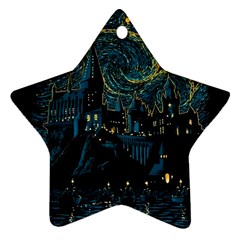 Castle Starry Night Van Gogh Parody Star Ornament (two Sides) by Sarkoni