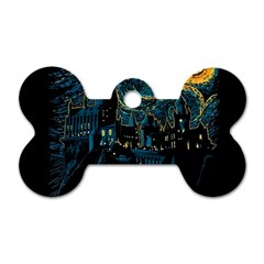 Castle Starry Night Van Gogh Parody Dog Tag Bone (one Side) by Sarkoni