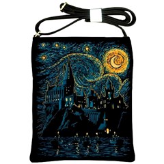 Castle Starry Night Van Gogh Parody Shoulder Sling Bag by Sarkoni