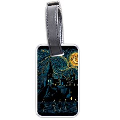 Castle Starry Night Van Gogh Parody Luggage Tag (one Side) by Sarkoni