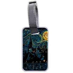 Castle Starry Night Van Gogh Parody Luggage Tag (two Sides) by Sarkoni