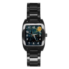 Castle Starry Night Van Gogh Parody Stainless Steel Barrel Watch by Sarkoni