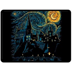 Castle Starry Night Van Gogh Parody Two Sides Fleece Blanket (large) by Sarkoni