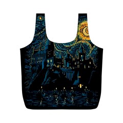 Castle Starry Night Van Gogh Parody Full Print Recycle Bag (m) by Sarkoni