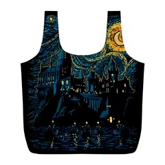 Castle Starry Night Van Gogh Parody Full Print Recycle Bag (l) by Sarkoni