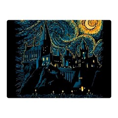 Castle Starry Night Van Gogh Parody Two Sides Premium Plush Fleece Blanket (mini) by Sarkoni