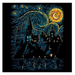 Castle Starry Night Van Gogh Parody Square Satin Scarf (36  X 36 ) by Sarkoni