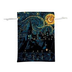 Castle Starry Night Van Gogh Parody Lightweight Drawstring Pouch (l) by Sarkoni