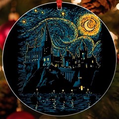 Castle Starry Night Van Gogh Parody Uv Print Acrylic Ornament Round by Sarkoni