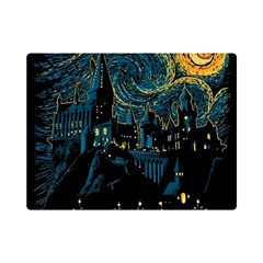 Castle Starry Night Van Gogh Parody Premium Plush Fleece Blanket (mini) by Sarkoni