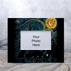 Castle Starry Night Van Gogh Parody White Tabletop Photo Frame 4 x6  by Sarkoni