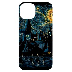 Castle Starry Night Van Gogh Parody Iphone 14 Black Uv Print Case by Sarkoni