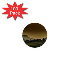 Mountains Village Trees Hills 1  Mini Buttons (100 Pack)  by Sarkoni