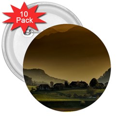 Mountains Village Trees Hills 3  Buttons (10 Pack)  by Sarkoni