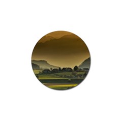 Mountains Village Trees Hills Golf Ball Marker by Sarkoni