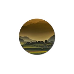 Mountains Village Trees Hills Golf Ball Marker (4 Pack)