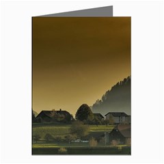 Mountains Village Trees Hills Greeting Cards (pkg Of 8) by Sarkoni