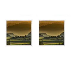 Mountains Village Trees Hills Cufflinks (square) by Sarkoni