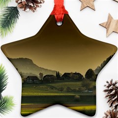 Mountains Village Trees Hills Star Ornament (two Sides) by Sarkoni