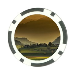 Mountains Village Trees Hills Poker Chip Card Guard by Sarkoni