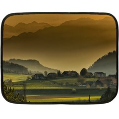 Mountains Village Trees Hills Fleece Blanket (mini) by Sarkoni