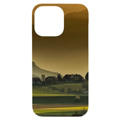 Mountains Village Trees Hills Iphone 14 Pro Max Black Uv Print Case by Sarkoni