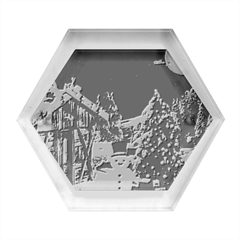 Christmas Landscape Hexagon Wood Jewelry Box by Sarkoni