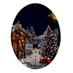 Christmas Landscape Oval Glass Fridge Magnet (4 Pack) by Sarkoni