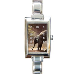 Baby Elephant Watering Hole Rectangle Italian Charm Watch by Sarkoni