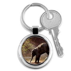 Baby Elephant Watering Hole Key Chain (round) by Sarkoni