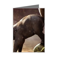 Baby Elephant Watering Hole Mini Greeting Card by Sarkoni