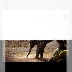 Baby Elephant Watering Hole Rectangular Jigsaw Puzzl by Sarkoni