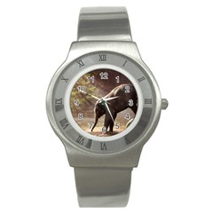 Baby Elephant Watering Hole Stainless Steel Watch by Sarkoni