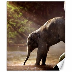 Baby Elephant Watering Hole Canvas 8  X 10  by Sarkoni